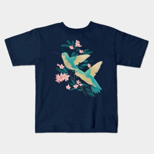 Humming Birds and Floral Vine Kids T-Shirt